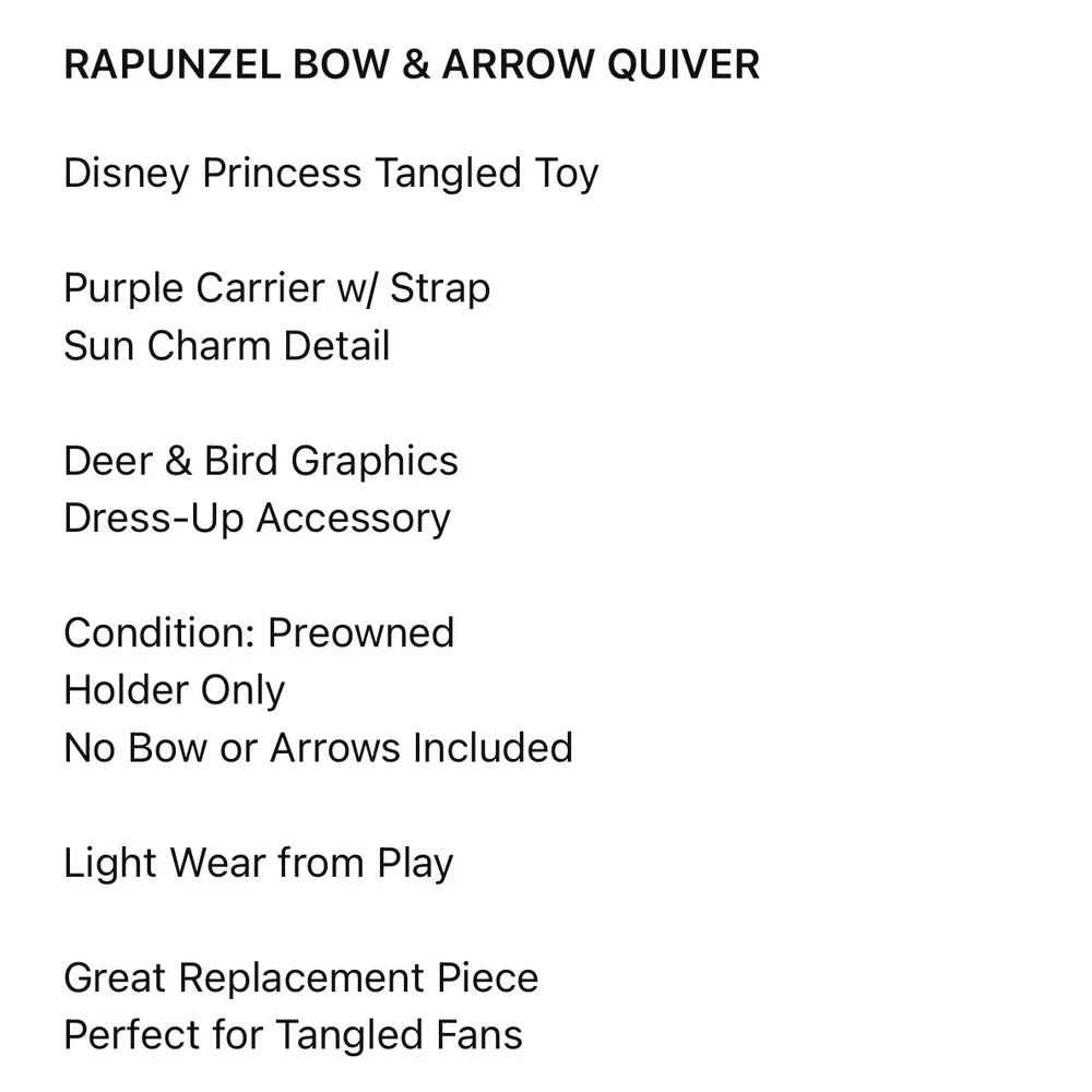 Disney Rapunzel Tangled Quiver Costume Accessory Princess Dress Up Toy Part - Picture 2 of 9